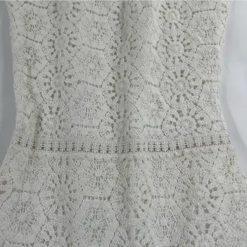 Open Edit White Lace Crochet High Neck Halter A-Line Mini Cocktail Dress Size L