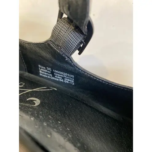 Dansko Black Mary Jane Wedge Heels EUC Sz EU 36 US 6 Strap Buckle Studs Leather