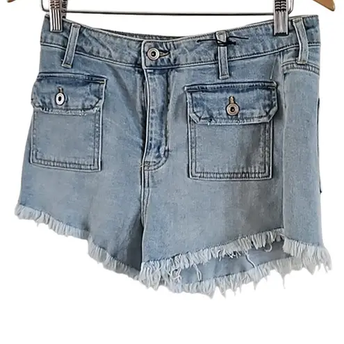 Celebrity Pink  Juniors Denim Frill Hem Shorts - Size 9 NWT Button Front Pockets