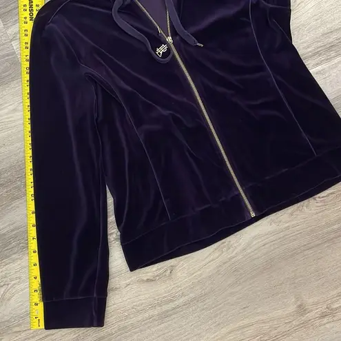 Ralph Lauren Lauren  Purple Velvet Long Sleeve Zip Front Hoodie Size Large