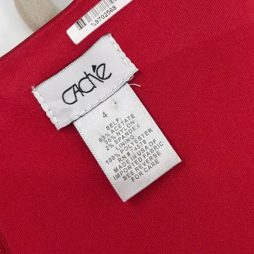 Cache  Satin Y2K Cocktail Dress Sz 4 Red Ruched Holiday Valentines Bodycon USA