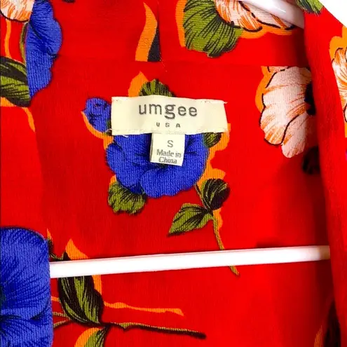 Umgee red floral kimono cardigan swimsuit cover