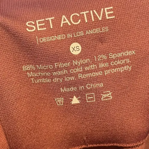 Set Active Women's XS Sculptflex Leggings Mauve Pink Nylon Spandex Athletic