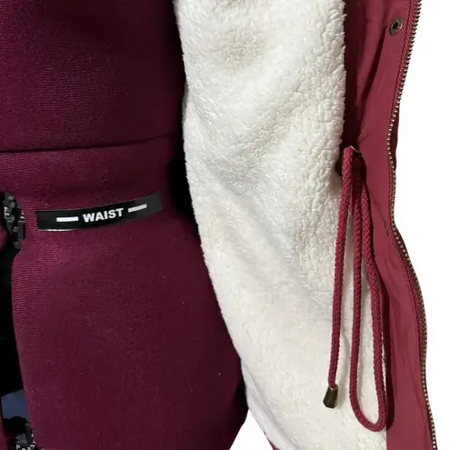 EDEN SOCIETY Quilted Sherpa Lined Jacket Hooded Zip Coat Rust Burgundy NWT Small Red - Image 7