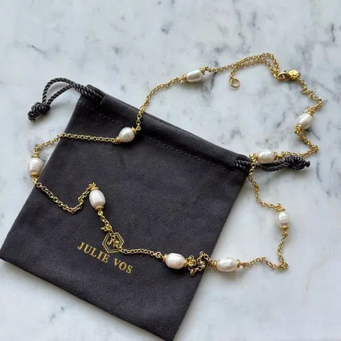 NWOT Julie Vos Gold and White Pearl Necklace