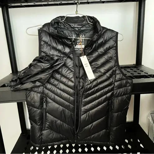 Love Tree Packable Puffer Vest Lightweight Side Pockets Front Zip Closure Black Quilted
