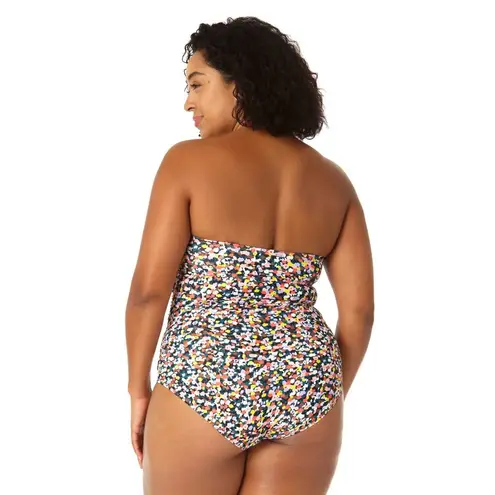Anne cole Twist Front Shirred Confetti Multicolor One Piece Swimsuit Plus 22W