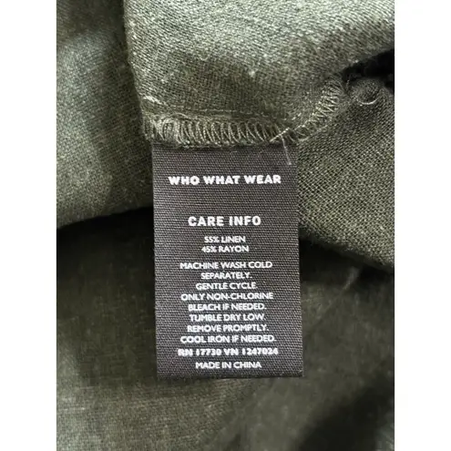 Who What Wear  Women's M Linen Blend Dark Green Sleeveless V Neck Jumpsuit