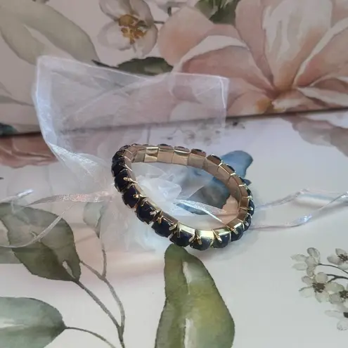 Sophisticated Blue and Gold Tennis Bracelet