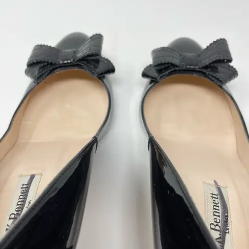 LK Bennett L.K. Bennett Darcia Classic Preppy LK Brogue Black Patent Leather Bow Heels 37
