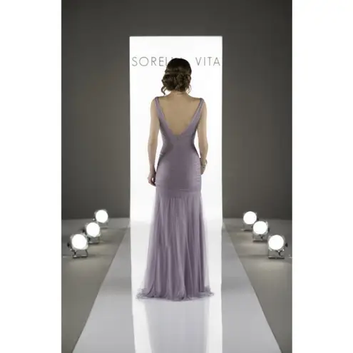 Sorella Vita 💕 Plunging V-Neck Bridesmaid Dress Tulle 8860 Stardust Taupe 12 NWT