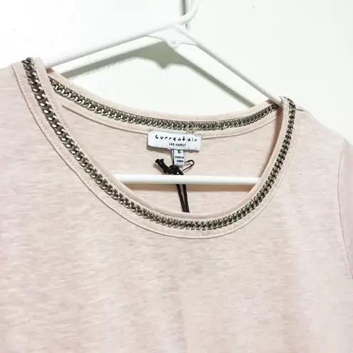 Current Air New! Pink Crew Neck Short Sleeve Chain Accent Top