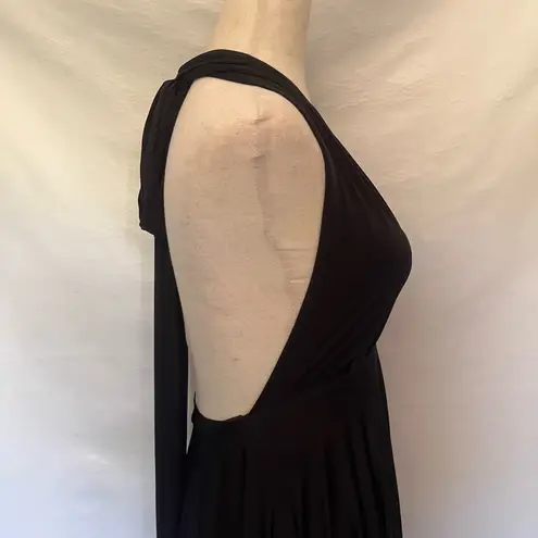 Elan Halter Dress OS Black Y2K Wide Sash Strap Boho Glam Festival Resort Elegant