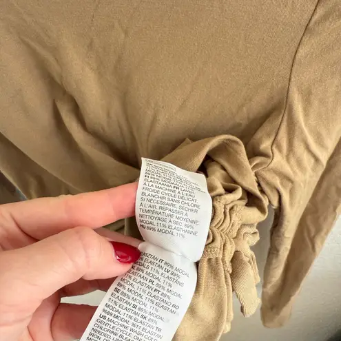 & Other Stories Brown Tan Side Ruched Long Sleeve Blouse Top Crew Neck Medium M