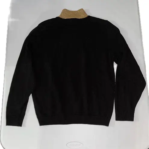 Alfred Dunner Vintage Metallic Diamond Geo Turtleneck Acrylic Petite Sweater