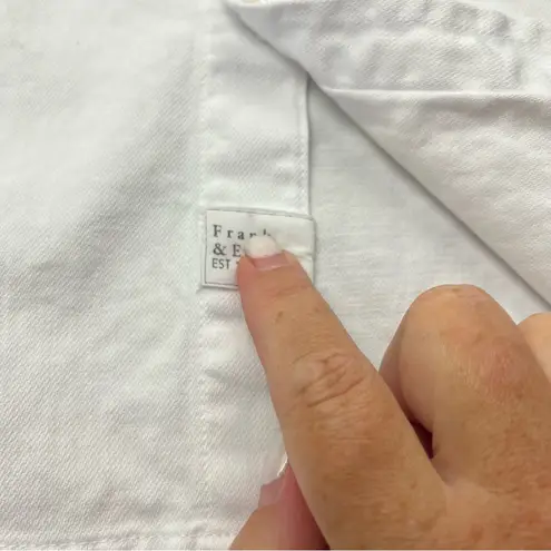 Frank & Eileen Mary Crinkle Womens SZ Large White Shirt Dress Famous Denim *FLAW