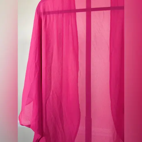 Style Rack Vibrant Barbie Pink Sheer Cardigan M Edgy Minimalist Festival Drape Open Coverup