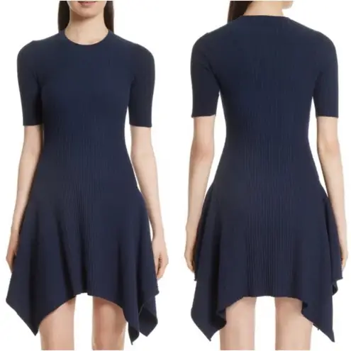 Opening Ceremony Eclipse Delta Marine Rib Knit Handkerchief Hem Dress $375 EUC S