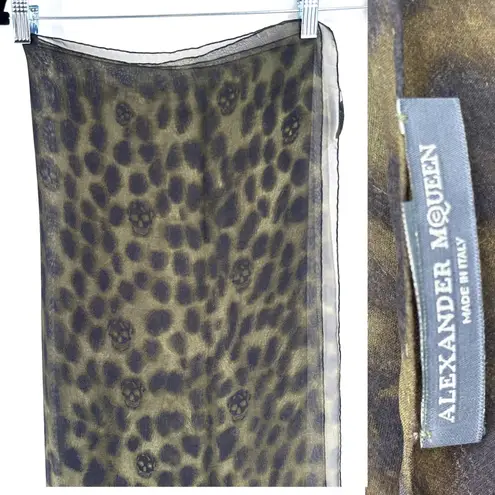 Alexander McQueen Skull Leopard Print Silk Scarf Made in Italy 52" x 52"