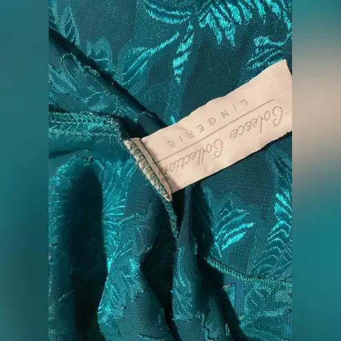 VTG 80s 90s Colesce Collection Lingerie Semi Sheer Green Floral Cropped Cami Top Blue Size L