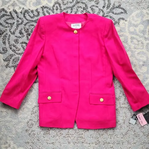 Vintage Kasper for A.S.L. Wool Blazer Skirt Suit Set Hot Pink 14