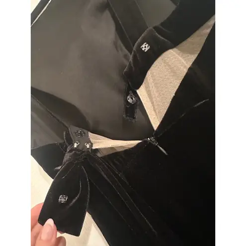 Bridesmaid Prom Formal Black Velvet Long Evening Gown / Dress Size XS