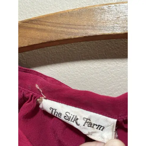 Vintage The Silk Farm 100% Silk Pink Long Sleeve Blouse Size Large Office Work