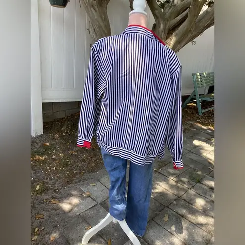 Vintage Joyce Navy Nautical Striped Jacket Medium Blue Size 10