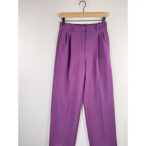 Babaton Aritzia Women Dress Pants Purple Pleated Front Straight High Rise Size 2
