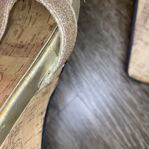 Montego Bay Club Gold Wedge Sandals 8.5