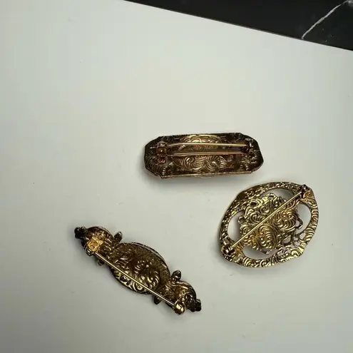 1928 Collection Brooch Pin Lot Of 3 Retro Art Deco Style