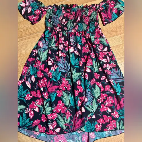 SheIn  curvy 0XL off shoulder sleeves colorful floral mini dress