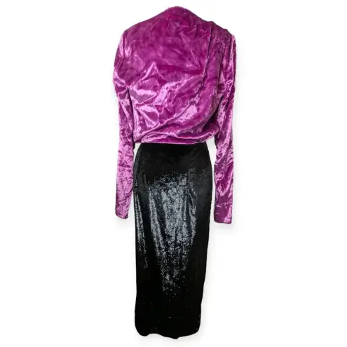 The Attico Velvet Wrap Dress Black Pink Size X