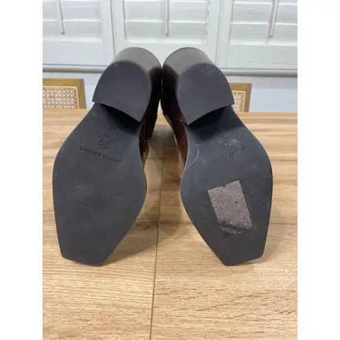 Loeffler Randall Lynn Snip Toe Croc Embossed Block Heel Boots Leather Sz 5.5 NIB