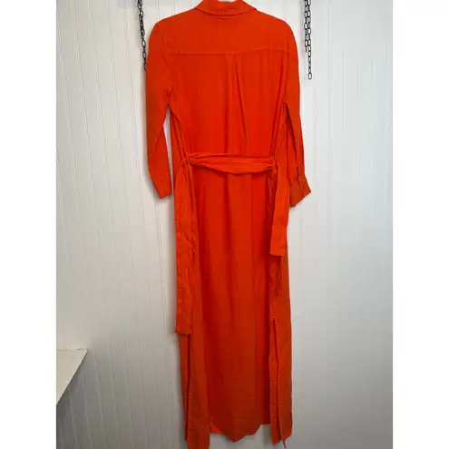 L'Agence NWOT L’AGENCE Cameron Long Shirt Dress Cherry Tomato Linen Belted Womens Size S
