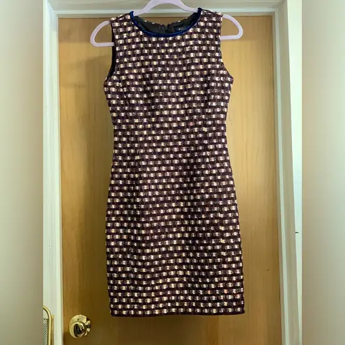 Brooks Brothers Black and Cream Sleeveless Checkered Knit Mini Dress. Size-0