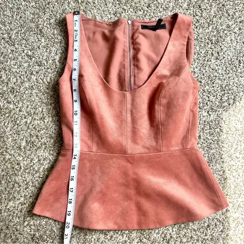 BCBGMAXAZRIA 🦋  Pink Faux Suede Peplum Top Size XS