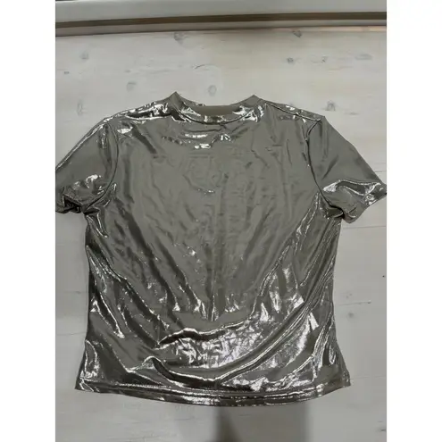 Shiny Silver Metallic Skirt and Top Party Outfit Size S