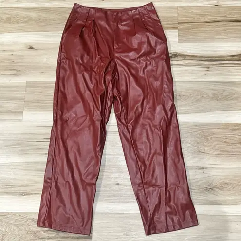 Who What Wear  Maroon Faux Leather Pants Women’s 4