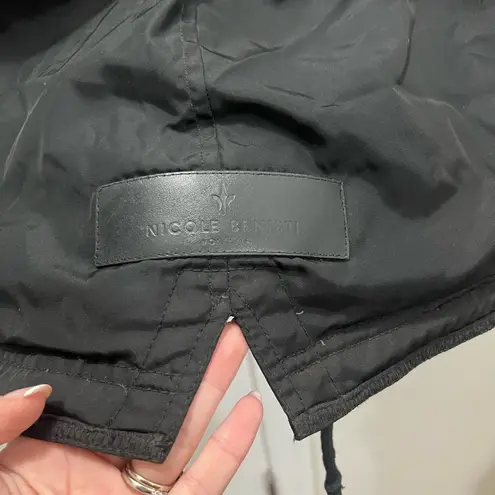 Nicole Benisti Black Brera Leather Trim Fur Accent Down Coat Size M $1,800 Size M