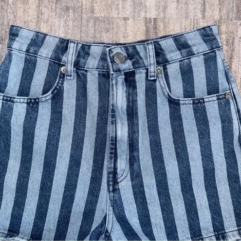 ZARA  High Rise Striped Denim Shorts 4