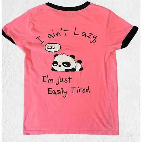 On Fire Lazy Panda Pink Shirt Size Medium