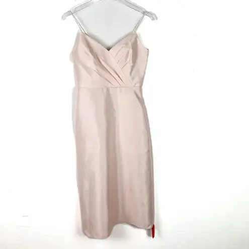 Alfred Sung NWT Draped Faux Wrap Cocktail Dress With Pockets Blush Size 0 D777