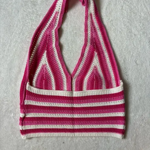 SheIn Crochet Halter Top Hot Pink Womens 8/10 