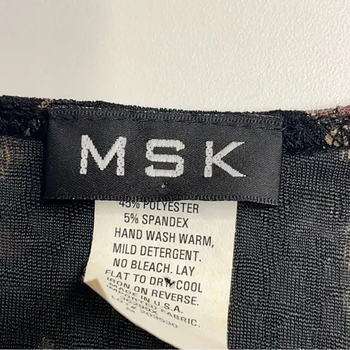 Vintage Y2K MSK Women's Black Floral top beading shoulder pads ruched v neck Size M