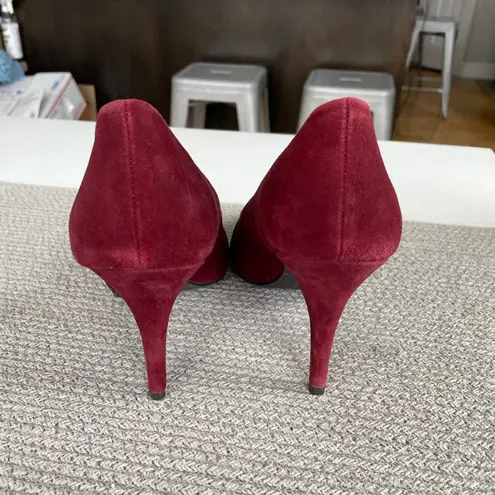 Vintage Moda Spana Oxblood Burgundy Dark Red Leather Suede High Heels Pumps 9.5