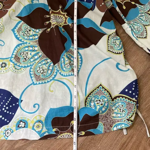 Gap Maternity Long Sleeve Tunic Top Cotton Blue Brown Floral Y2K ~ Size M