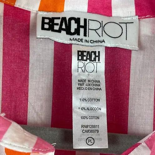 Beach Riot Alexa Shirt Women Large Petite Pink Striped Long Sleeve Cover Up Swim