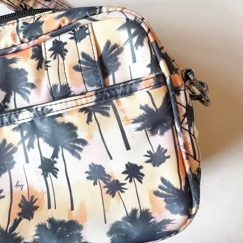 Lug Carousel Palm Sunset Print RFID Blocking Organizing Crossbody Bag Travel EUC Tan