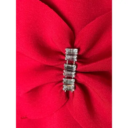 Joh Sweastshirt Women Small Red Embellished Bow Rhinestone Holiday Athleisure